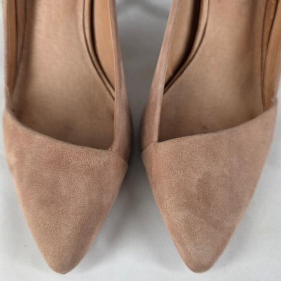 MADEWELL WOMEN'S MIRA MIDI TAN ROSE LEATHER BEIGE SUEDE 4" HEEL PUMPS SIZE 8.5 - Picture 11 of 12